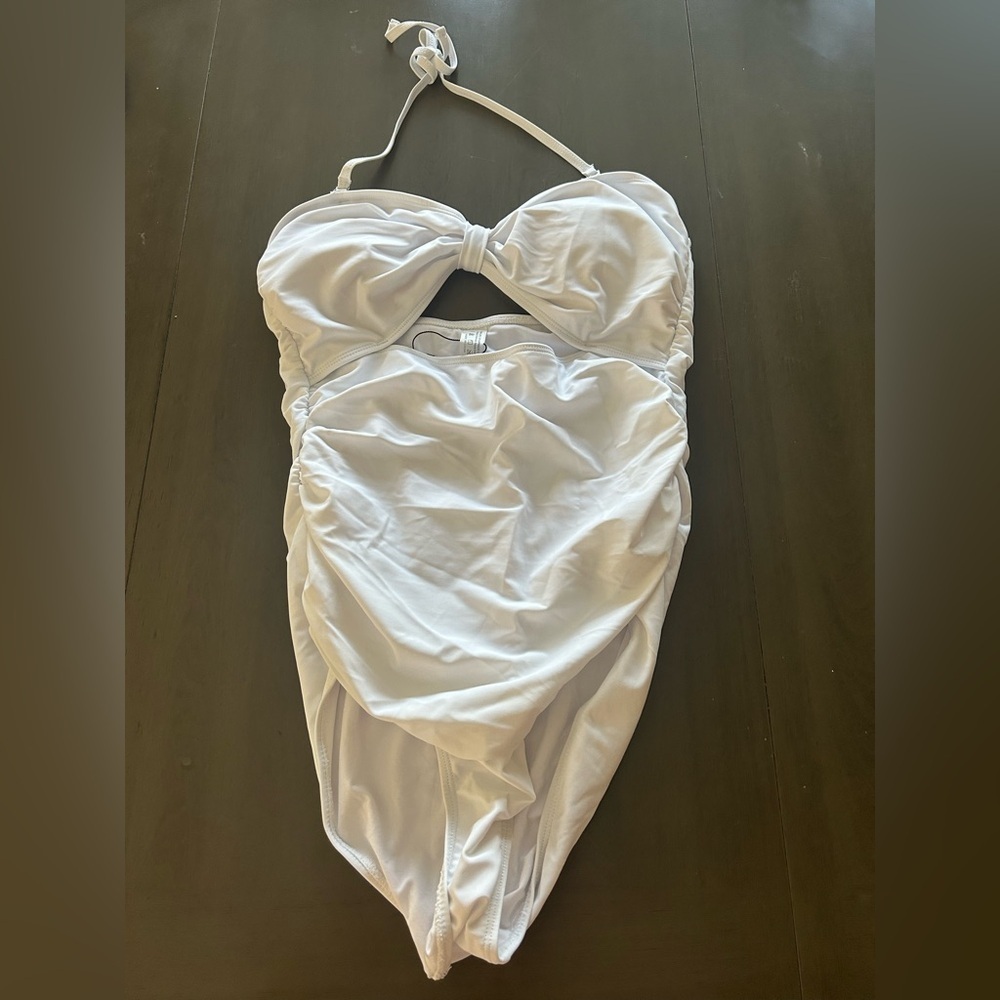 NWT Elegant White Swimsuit with cut out design size large
